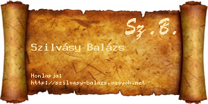Szilvásy Balázs névjegykártya